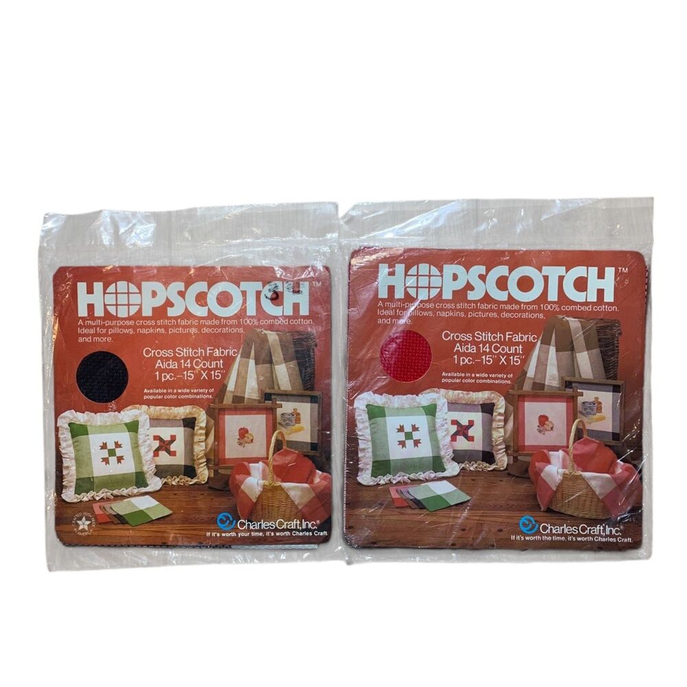 Hopscotch Cross Stitch Fabric Aida 14 Count 1 pc 15x15 New in Package Set of 2